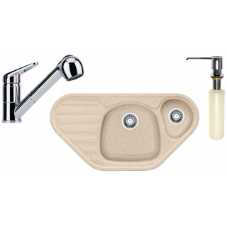 Set Franke G46 (dřez CUG 651 E + baterie FC 9547.031 + dávkovač FD 300) Pískový melír