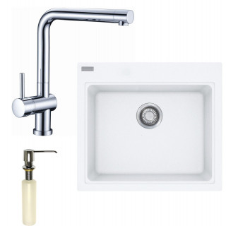 Set Franke G35 (dřez KSG 238 Bílá-led + baterie Samoa Chrom + dávkovač FD 300)