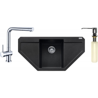 Set Franke G85 (dřez MRG 612 E Onyx + baterie Samoa Chrom + dávkovač FD 300)