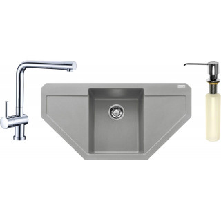 Set Franke G85 (dřez MRG 612 E Šedý kámen + baterie Samoa Chrom + dávkovač FD 300)