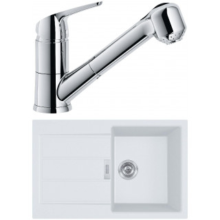Set Franke T83B (dřez S2D 611-78 Bílá + baterie FN 0642.031 ECO Chrom)