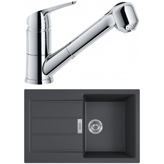 Set Franke T83Č (dřez S2D 611-78 Černá + baterie FN 0642.031 ECO Chrom)