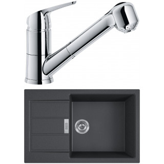 Set Franke T89Č (dřez S2D 611-78 XL Černá + baterie FN 0642.031 ECO Chrom)