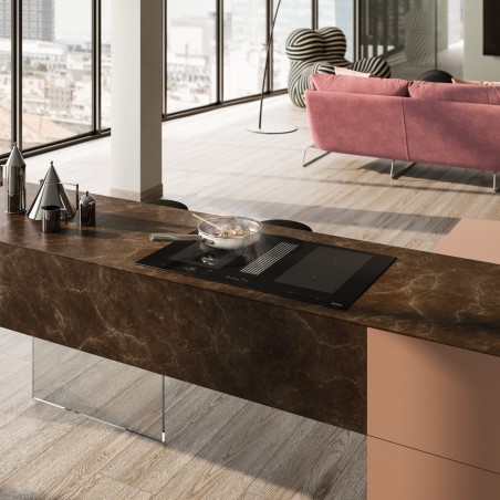 Odsavač par s indukční deskou Franke Mythos 2Gether Icon Steel FMY 8391 HI Černé sklo, pro vnější odtah