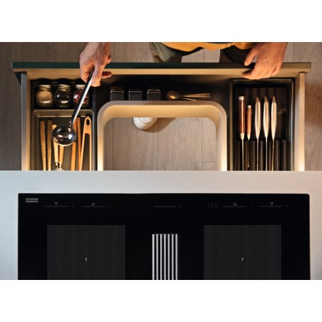 Odsavač par s indukční deskou Franke Mythos 2Gether Icon Steel FMY 8391 HI Černé sklo, pro vnější odtah