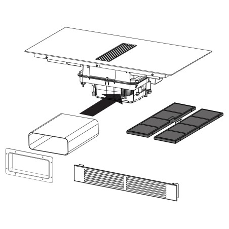 Odsavač par s indukční deskou Franke Maris 2Gether Steel FMA 8391R HI Černé sklo, pro recirkulaci