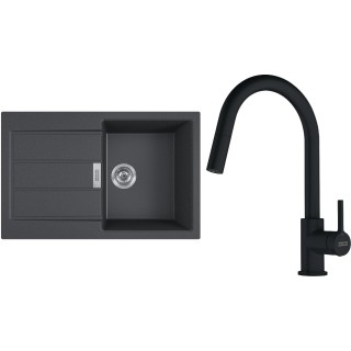 Set Franke T131Č (dřez S2D 611-78 Černá + baterie FC 6051.901 LINA Matná černá)
