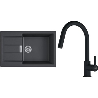 Set Franke T132Č (dřez S2D 611-78 XL Černá + baterie FC 6051.901 LINA Matná černá)