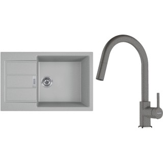 Set Franke T132Š (dřez S2D 611-78 XL Šedá + baterie FC 6051.084 LINA Šedý kámen)