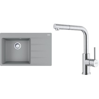 Set Franke G290ŠK (dřez CNG 611-78 TL/2 Šedý kámen + baterie FC 6986.501 SMART GLENDA Celonerez)