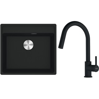 Set Franke G296MČ (dřez MRG 610-52 RTL Matná černá + baterie FC 6051.901 LINA Matná černá)
