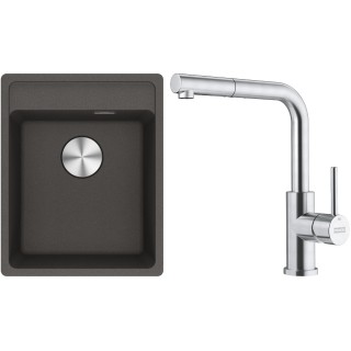 Set Franke G295ŠB (dřez MRG 610-37 RTL Šedá břidlice + baterie FC 6986.501 SMART GLENDA Celonerez)