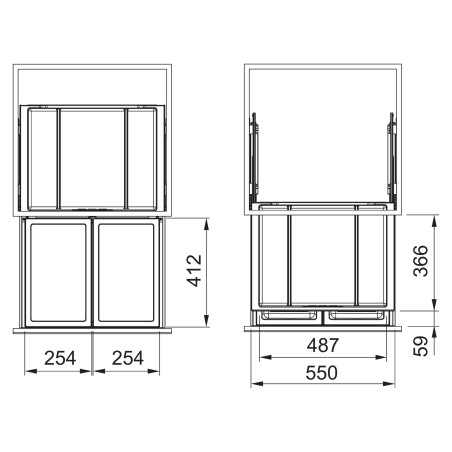 Odpadkový koš Franke FX 60 26-26, 2x 26 l